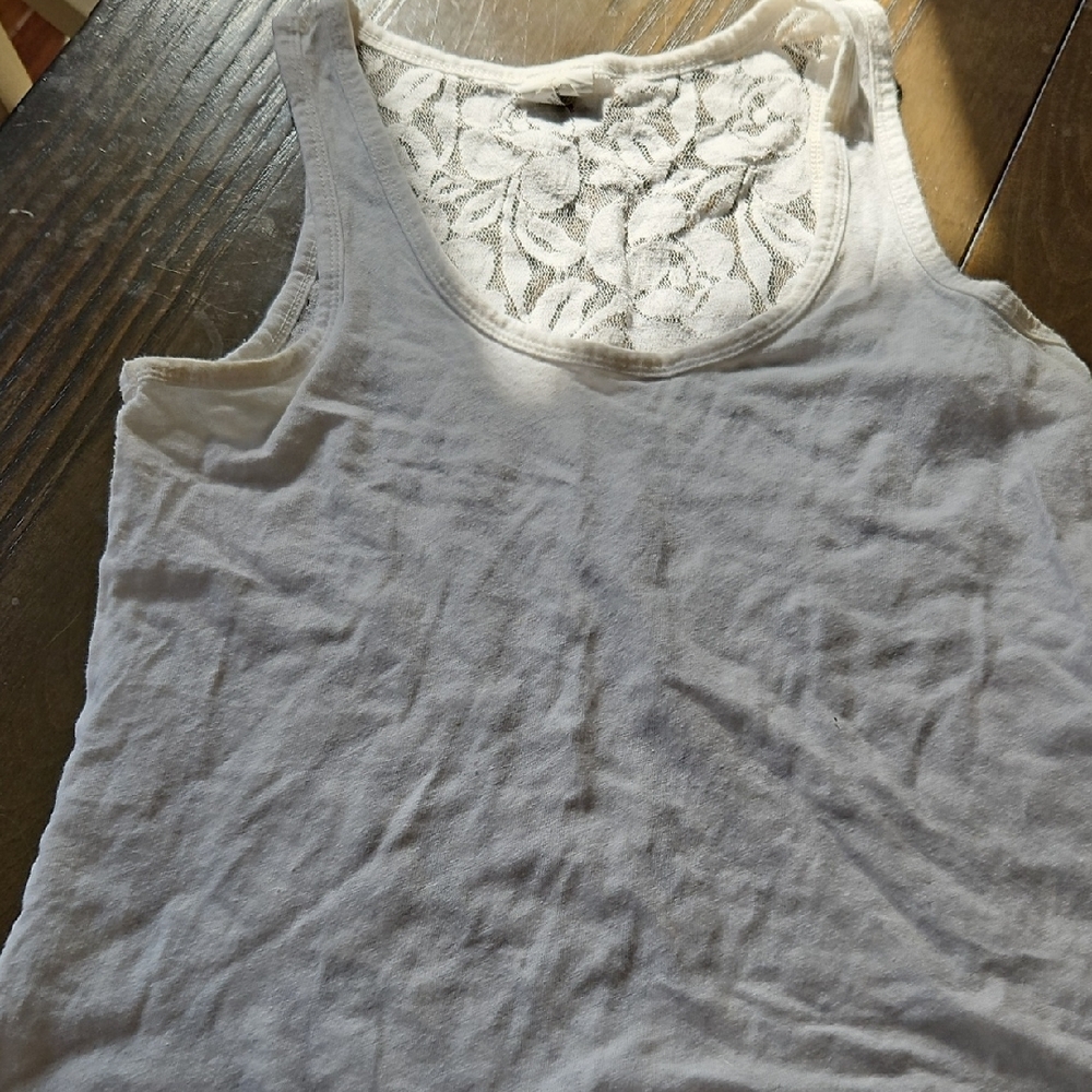 White Lace Back Women's Tank Top